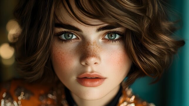 Glamorous socialite exuding captivating pheromone fueled magnetism at an exclusive gala wearing a shimmering art deco inspired evening gown elegant coiffure and captivating poise