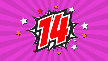 Colorful background with number 14 - Fourteen - 14th fourteenth
