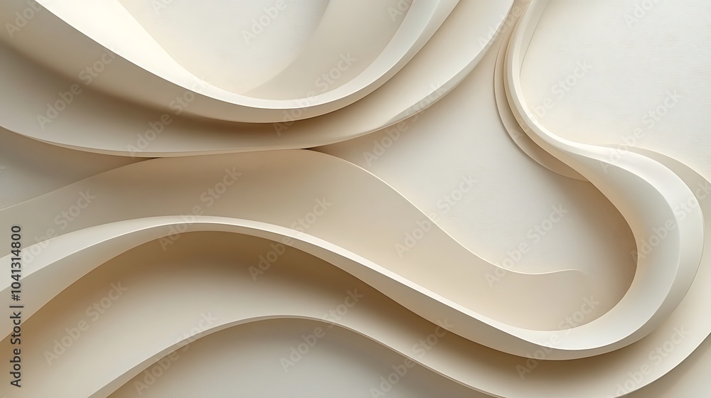 Poster abstract flowing lines and curves in soft tones