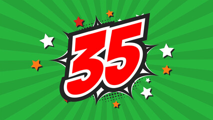 Colorful background with number 35 - Thirty-Five - 35th thirty-fifth