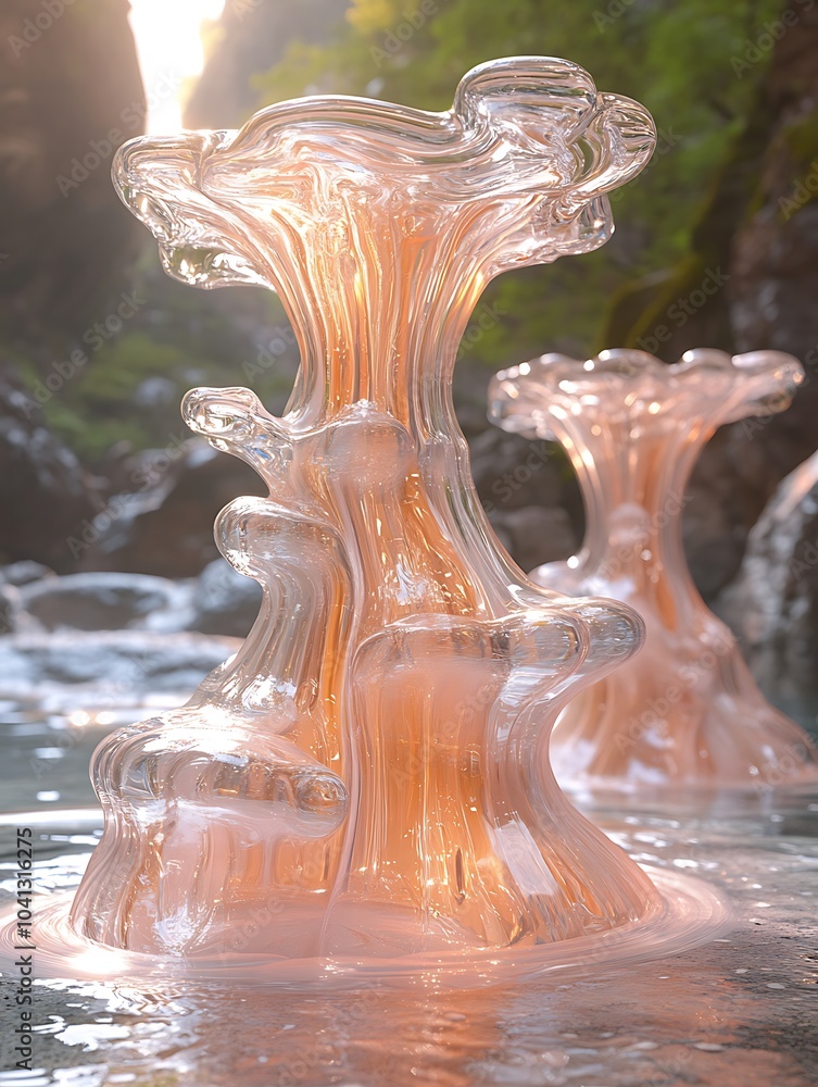 Poster ethereal transparent overlapping forms in nature
