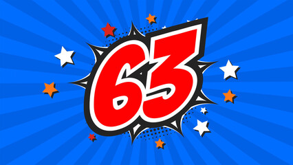 Colorful background with number 63 - Sixty-Three - 63rd sixty-third