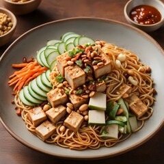 peanut flavored noodles with tofu