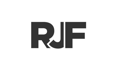 RJF logo design template with strong and modern bold text. Initial based vector logotype featuring simple and minimal typography. Trendy company identity.