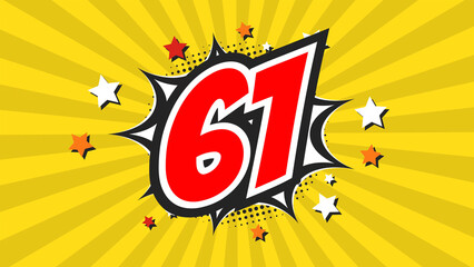 Colorful background with number 61 - Sixty-One - 61st sixty-first