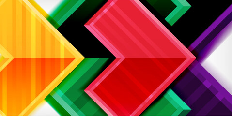 Arrow symbols created with 3d effects and line texture geometric abstract background