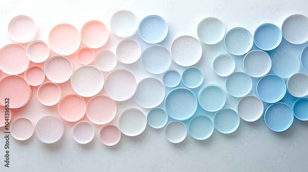 Poster a stunning arrangement of soft pastel circular shapes creating a harmonious visual flow in modern de