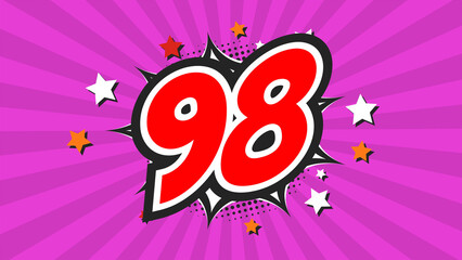 Colorful background with number 98 - Ninety-Eight - 98th ninety-eighth