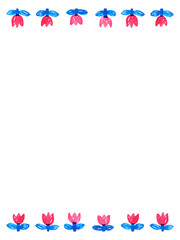 青と赤の水彩チューリップフレーム