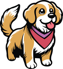 Fototapeta premium Cute Dog with Bandana Vector Illustration