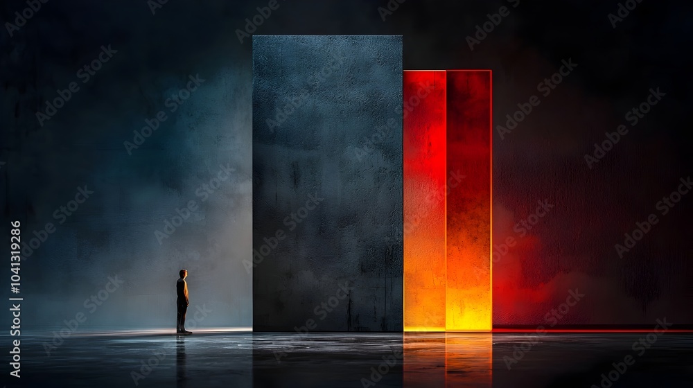 Aufkleber Glowing mesh pathways illustrate the refraction of light through a glass prism creating a captivating abstract pattern of shimmering prismatic colors and luminous energy