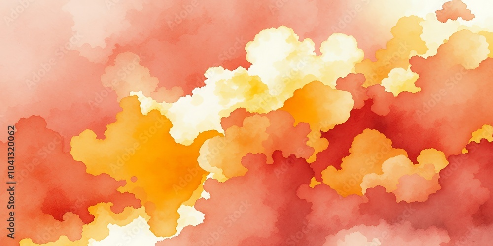 Canvas Prints Abstract watercolor painting of clouds in shades of red and yellow.