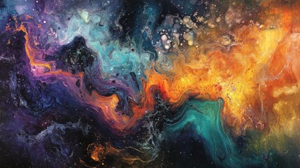 Obraz premium Vibrant Waves in Cosmic Landscape Artwork