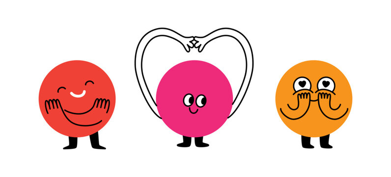 Vector logo design template and graphic elements for advertising, branding, posters and banners, funny cartoon illustrations with smiling character and mascots, abstract stickers and line icons