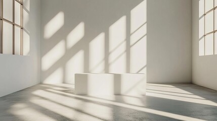 Fototapeta premium Bright Minimalist Space with Shadows and Light