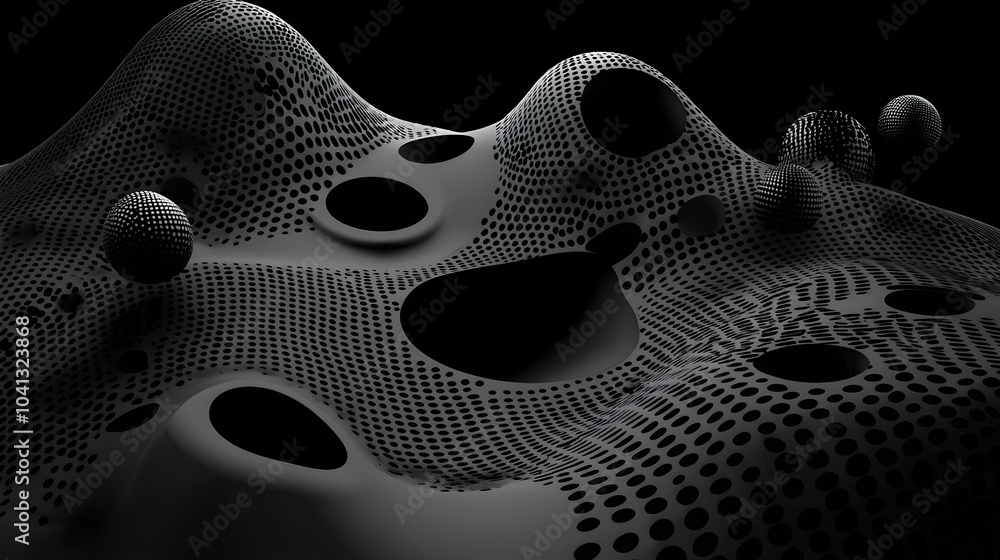 Fototapete mesh wave patterns that visually depict the concept of sound resonance  The abstract and geometric design creates a mesmerizing digital aesthetic