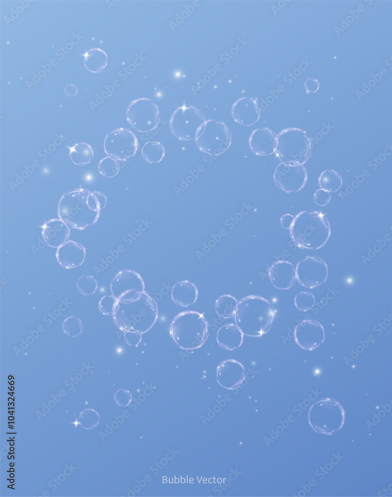 Wall mural bubble png. set of realistic soap bubbles. bubbles are located on a transparent background. vector f