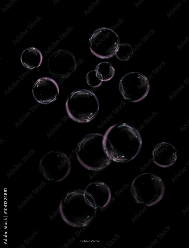 Wall mural bubble png. set of realistic soap bubbles. bubbles are located on a transparent background. vector f