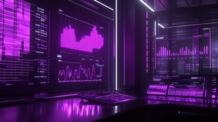 Futuristic data visualization in a high-tech environment