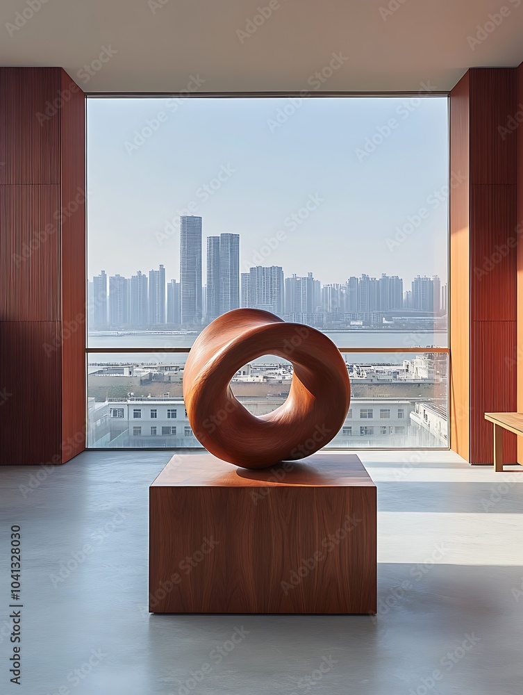 Poster intersecting circles and squares abstract composition