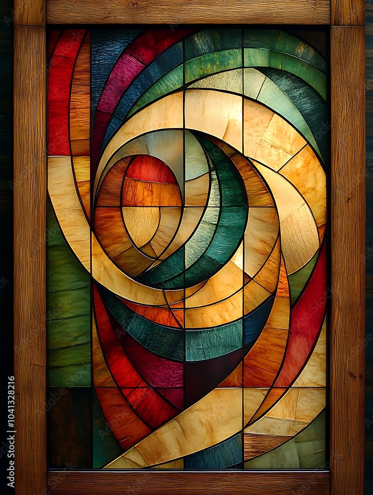 Poster playful intersecting curves and circles in colorful design