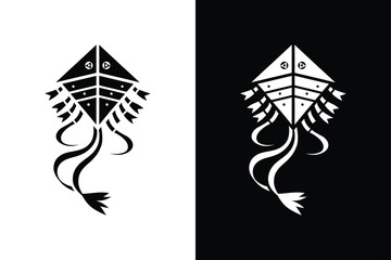 Bold Sky Kite Silhouette in Black And White.