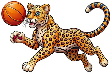 Playful Leopard Basketball Clipart Vector Isolated for Fun and Creative Designs, Ideal for Sports Themes, Kids' Artwork, and Graphic Projects with a Unique Animal Twist