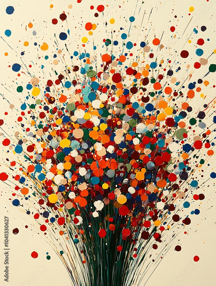 Poster vibrant splashes of color converging in dynamic patterns