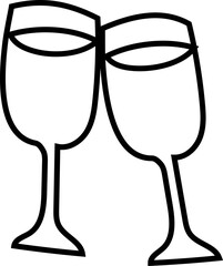 Champagne black and white. Vector illustration.