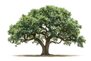 Oak tree isolated on white background.