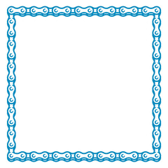 Vector hand drawn bicycle chain forming the border of an square frame. Isolated on white background.