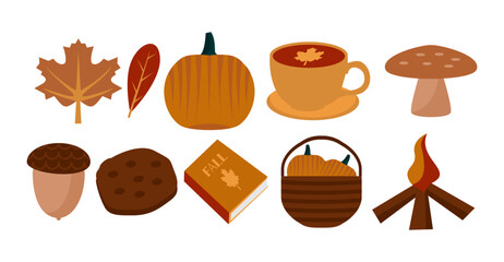 Autumn themed flat design bundles.