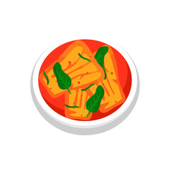 Illustration of Kimchi, a typical Korean food, Fermented vegetables, especially Chinese cabbage, with spicy spices.