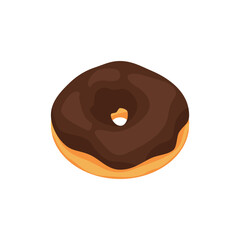 Sweet chocolate donut, vector illustration of a chocolate donut on a white background