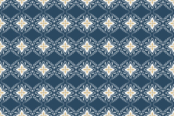 Ikat pattern fabric design, seamless geometric pattern in vector style.