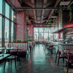 Interior of a modern urban restaurant
