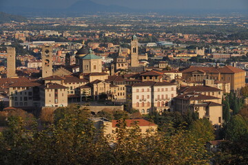 Fototapeta premium Landscape of Bergamo alta, Lombardy, Italy.