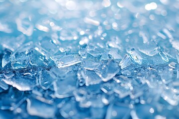 A pile of ice sitting on top of a blue surface
