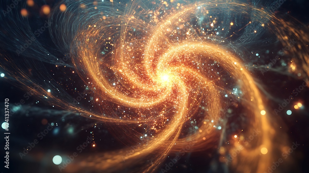 Poster quantum computing and particle theory on high-tech science background design