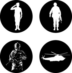 Military soldier army, Armed force. Soldier in uniform. Service duty. Guard officer, war icon symbol logo illustration,editable stroke