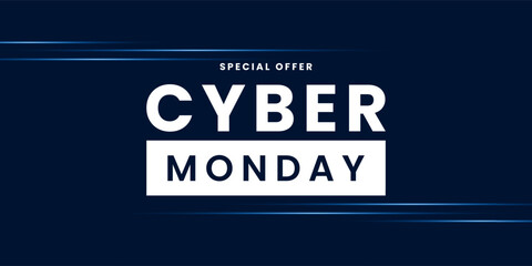 Cyber ​​Monday sales promotion background. Modern cyber monday text template design. Vector illustration