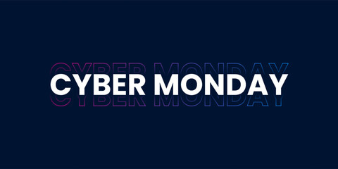 Obraz premium Cyber ​​Monday typography design. Cyber ​​Monday sale banner. Seasonal discount background. Vector illustration