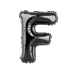 Letter ''F'' black balloon isolated on white background