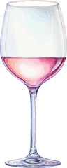 Wine Glass Watercolor Design Vector Illustration.