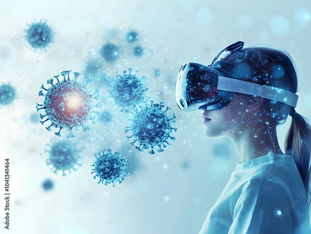 Poster virtual reality technology unlocking insights into virus behavior and combatting infections
