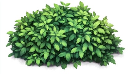Obraz premium Lush Cartoon Bush with Oversized Green Leaves