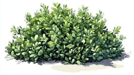 Obraz premium Lush Cartoon Bush with Oversized Green Leaves