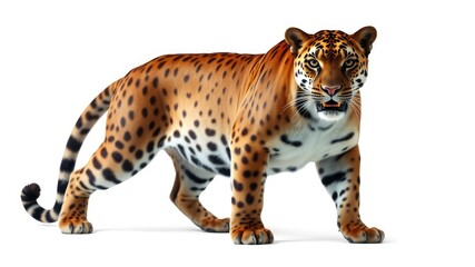 Obraz premium Panthera on a white isolated, portrait of a jaguar Panthera Leo
