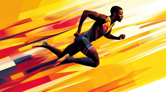 Dynamic Runner in Motion with Vibrant Background