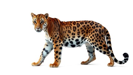 Fototapeta premium Panthera on a white isolated, portrait of a jaguar Panthera Leo